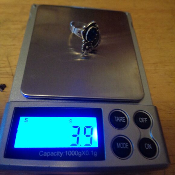 Vintage Blue PAUA SHELL Sterling Silver RING Leaf & Flower SZ. 7.5 - Picture 9 of 9